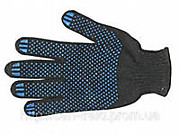 Перчатки трикотажные х/б 5-ти ниточные (чёрные) с ПВХ протектор